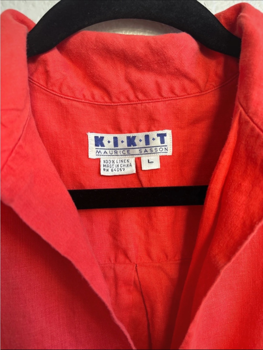 Kikit Maurice Sasson 100% Linen Sleeveless Button Front Blouse Top Coral Red L - Picture 4 of 5